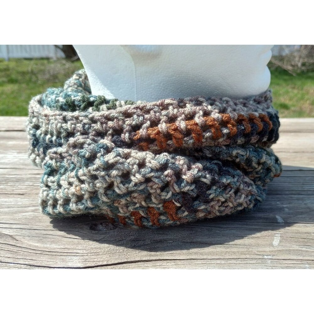 Men's Hipster Infinity Scarf Cowl Camouflage Green Black Brown Hunting Woodsy OS - Picture 2 of 9